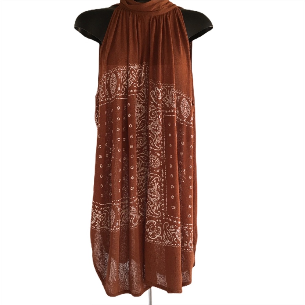 Free People Halter Neck Paisley Print Knit Tunic M